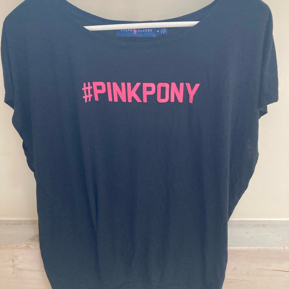 Ralph Lauren Black Pink Pony Boxy Tee